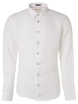 Leinenhemd mit Spitzkragen, Farbe: White