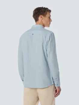 Modernes Langarmhemd mit dezentem Streifen in Baumwoll-Leinenmischung
