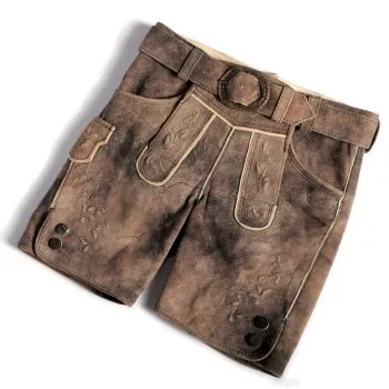 Kinderlederhose mit Gürtel, Modell: Pumuckel, Farbe: camel.