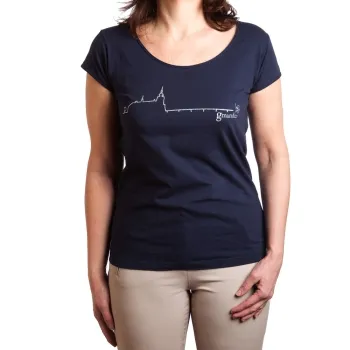 Glitzer T-Shirt mit Schloss Ort, Farbe: navy