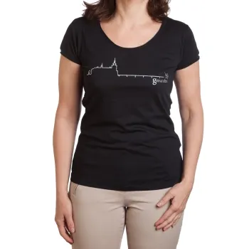 Glitzer T-Shirt mit Schloss Ort, Farbe: schwarz