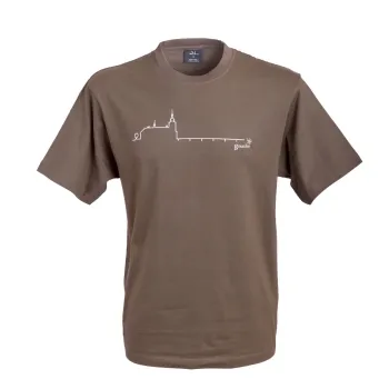 T-Shirt mit Schloss Ort. Lässig und angenehm zu tragendes Herren T-Shirt. Farbe: olive