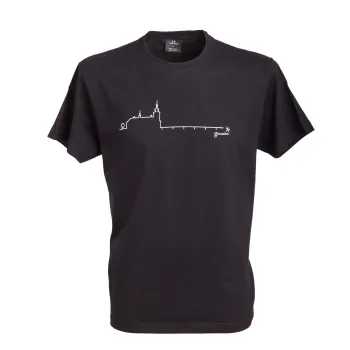 T-Shirt mit Schloss Ort. Lässig und angenehm zu tragendes Herren T-Shirt. Farbe: schwarz