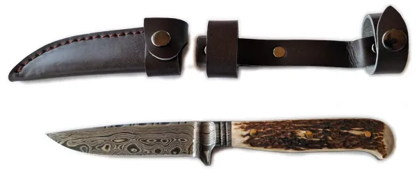 Damaszener - Jagdnicker mit Hirschhornschalen, inklusive Sicherheitsscheide