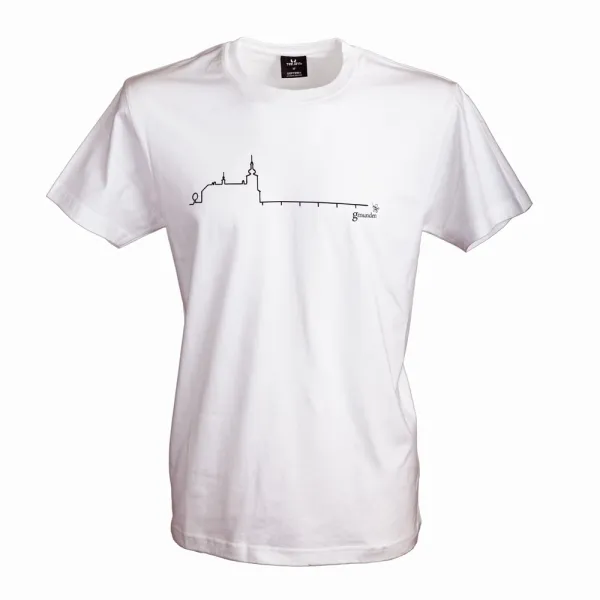 T-Shirt mit Schloss Ort. Lässig und angenehm zu tragendes Herren T-Shirt. Farbe: weiß